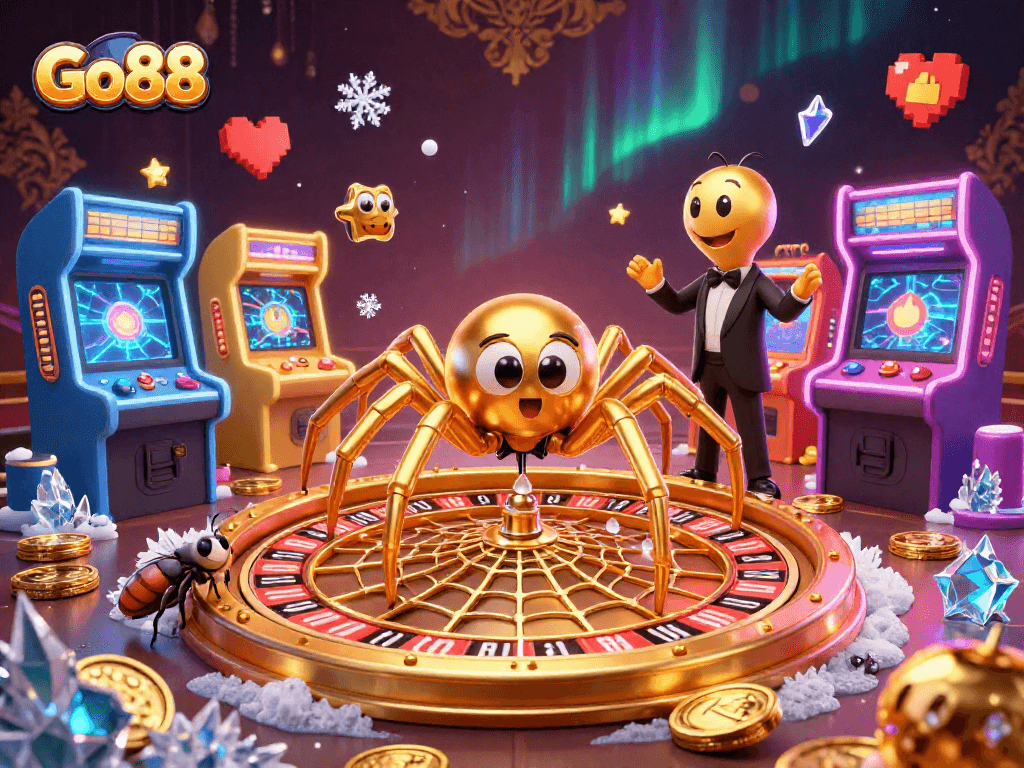 Engage with Go88's thrilling gaming experience, showcasing a vibrant casino-themed illustration.