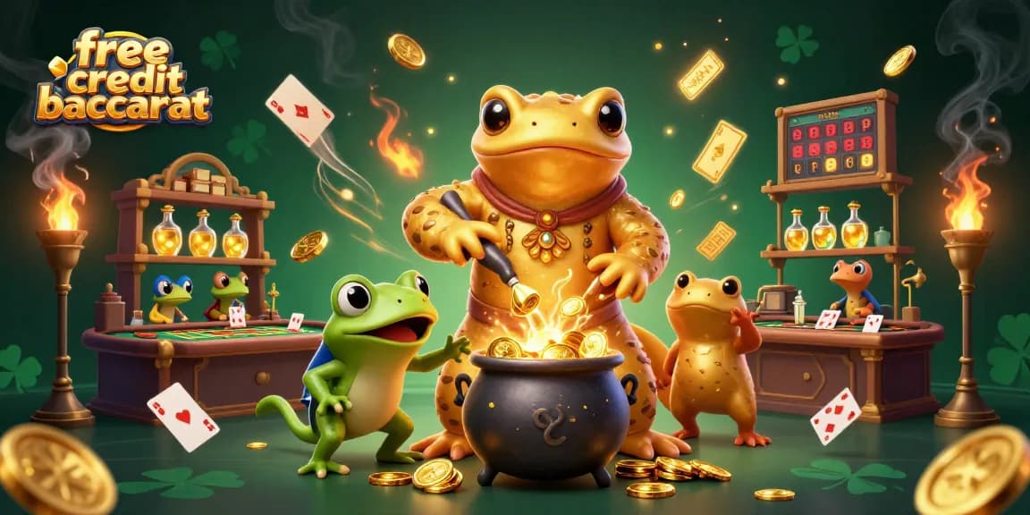 Win in free credit baccarat with a detailed scene of alchemists and live casino elements.