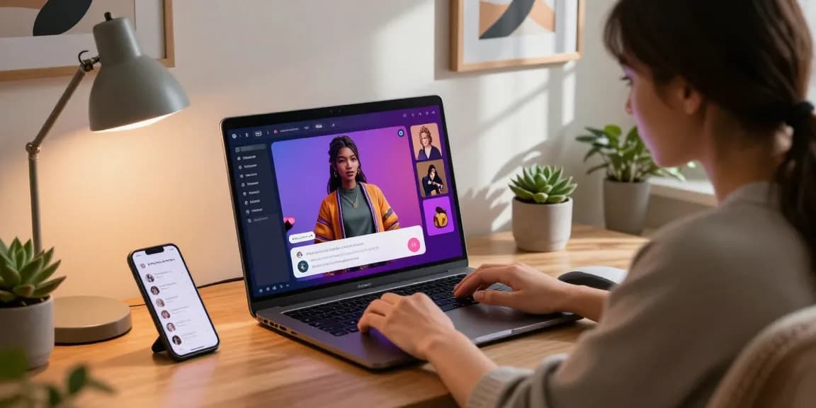 Interactive engagement with nsfw ai chat platform in a cozy digital workspace.
