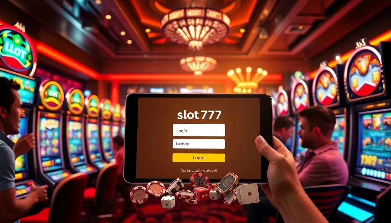 Engaging players at the slot777 login showcase colorful slot machines and an exciting casino atmosphere.