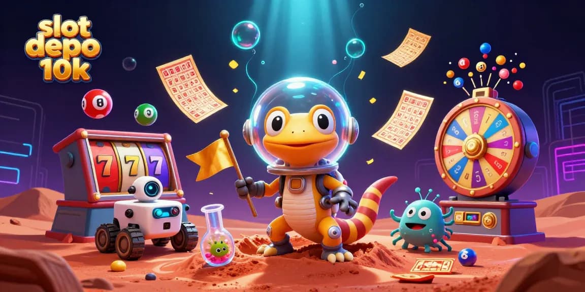 Engage in slot depo 10k gameplay surrounded by vibrant casino elements and characters.