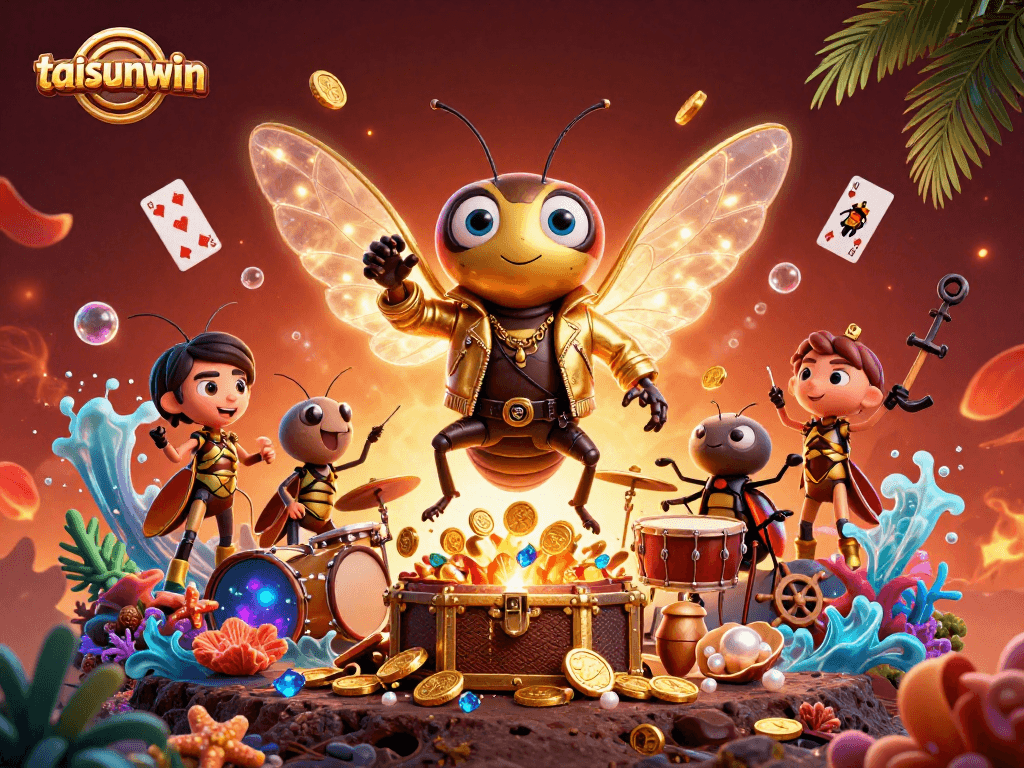 Engage in vibrant gaming action at taisunwin with a lively 3D casino scene filled with excitement.