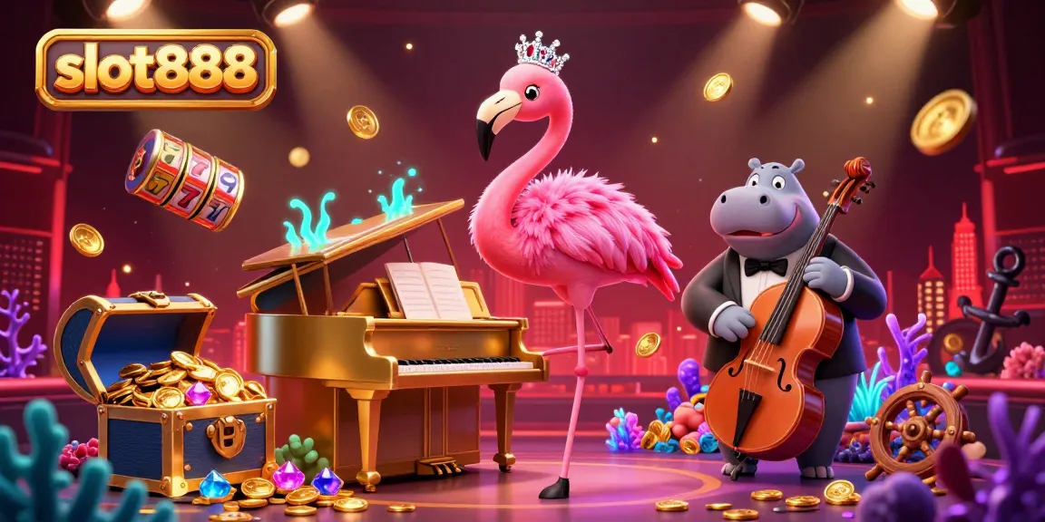 Spark excitement with slot888 as flamingo singer and hippo bassist fill the casino with vibrant energy.