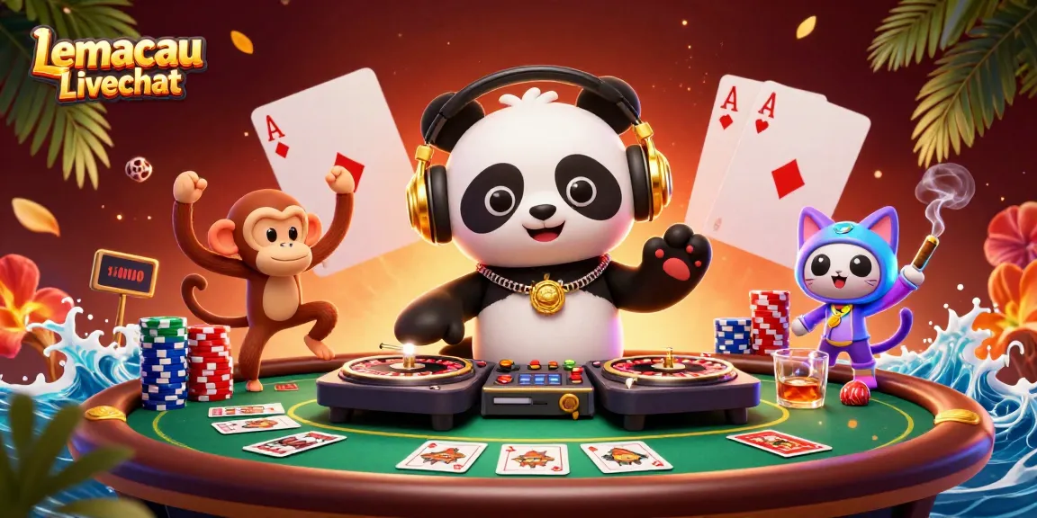 Join the excitement with Lemacau Livechat for poker reveals amidst vibrant casino characters.