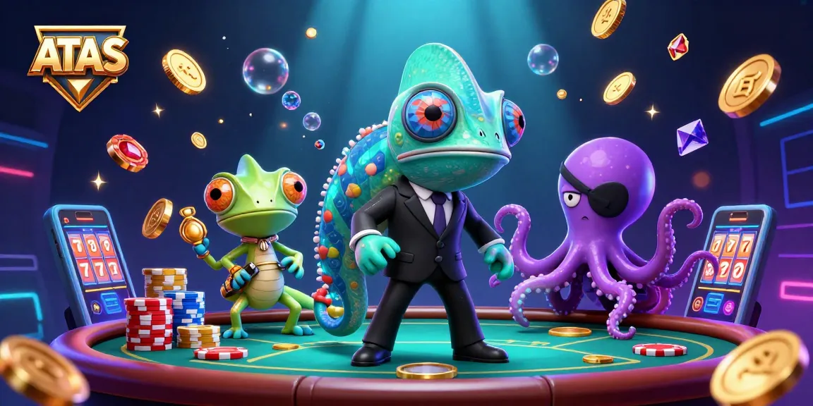 Engage with the dynamic world of ATAS casino featuring secret agent chameleon, gecko sidekick, and octopus villain.