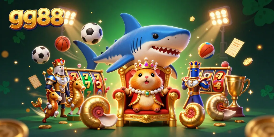 Engage in thrilling games at gg88 with the golden hamster king and vibrant casino elements.