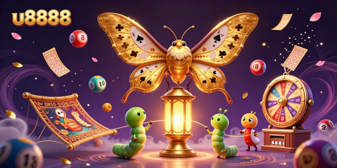 Experience u8888 excitement with vibrant casino-themed illustrations featuring lively lottery elements.