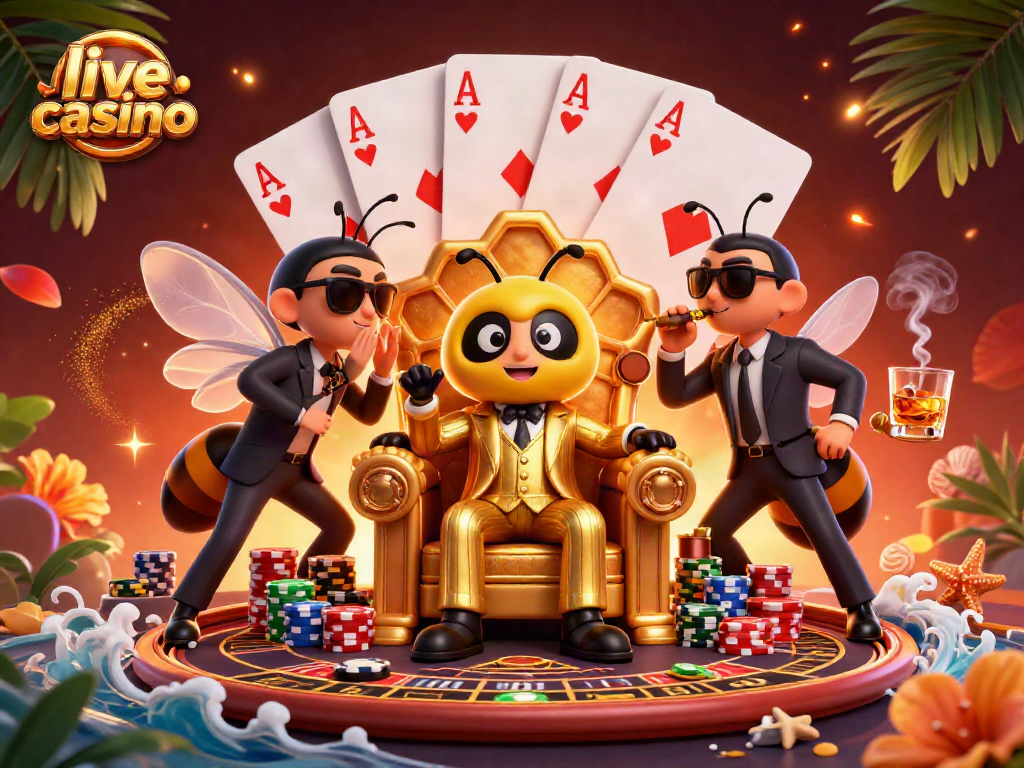 Engage in a thrilling live casino experience with vibrant casino elements showcased in a dynamic 3D illustration.