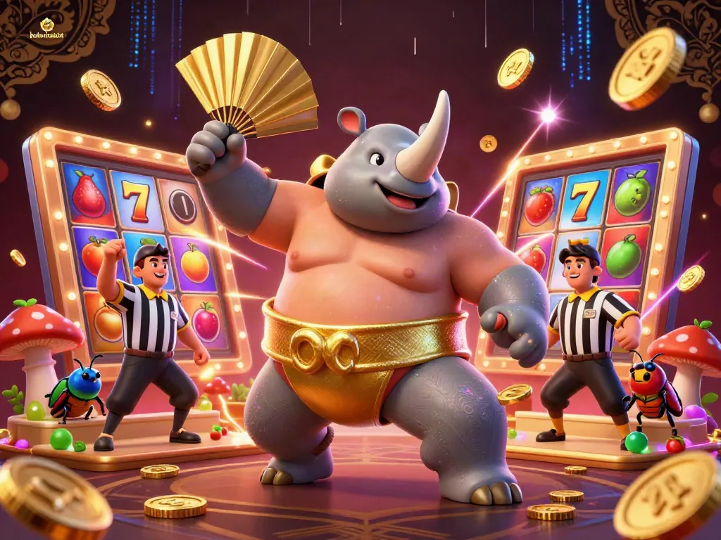 Experience the excitement of bolavitaslot with a dynamic scene featuring a sumo champion beetle in action.