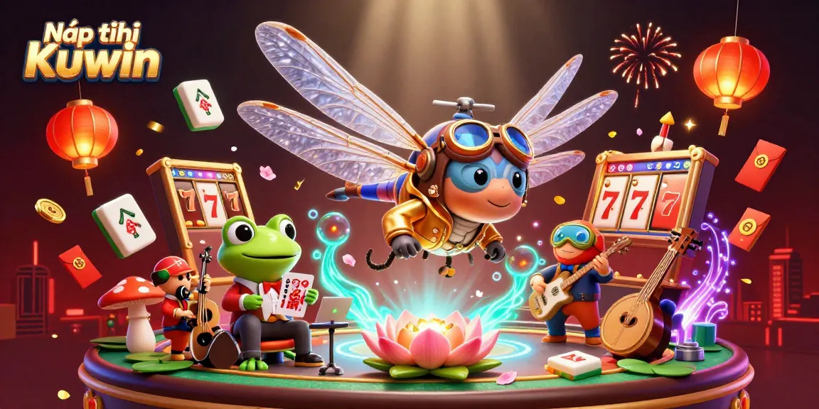 Nạp tiền Kuwin with vibrant characters and casino elements in an ultra-detailed 3D illustration.