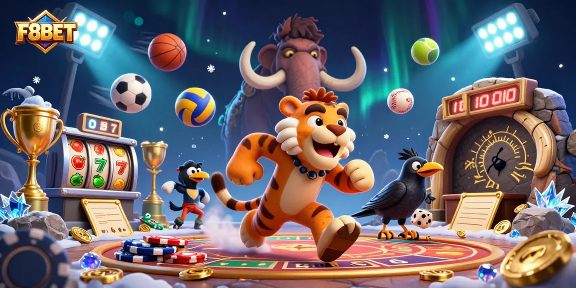 Experience thrilling gaming adventures with F8BET's vibrant casino illustration featuring engaging characters.