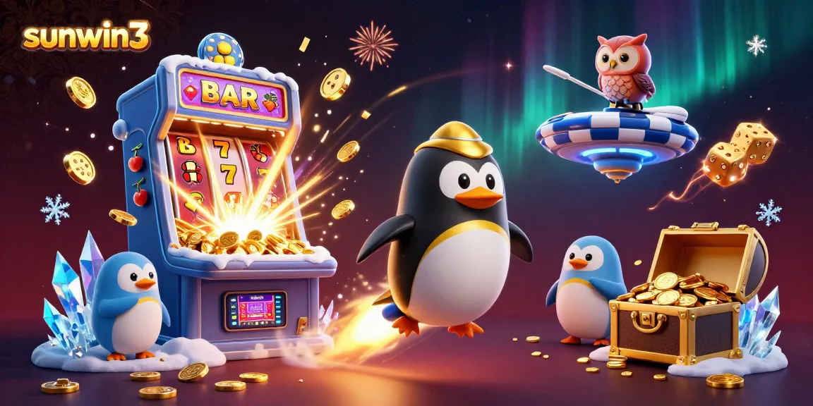 Experience fortune at sunwin3 with a golden penguin on a cosmic journey to jackpot wins!