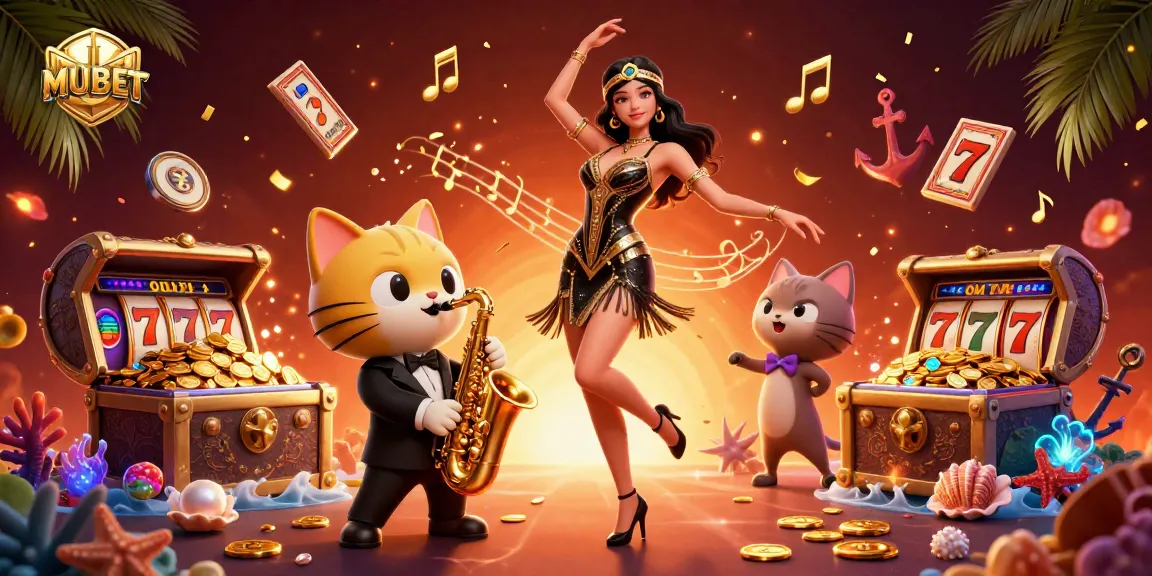 MUBET showcases vibrant casino excitement with dynamic characters and immersive gaming elements.