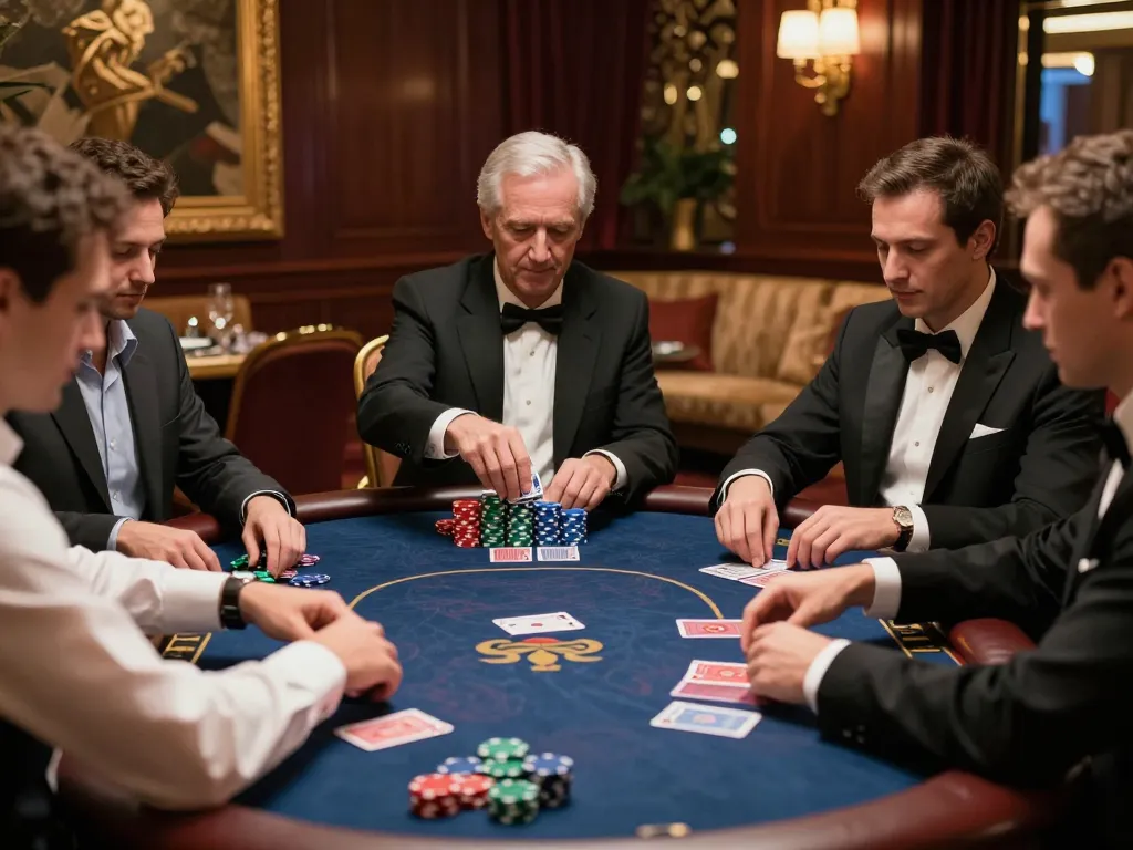 Players engage in a high-stakes poker game at NK88 casino, showcasing action and strategy.
