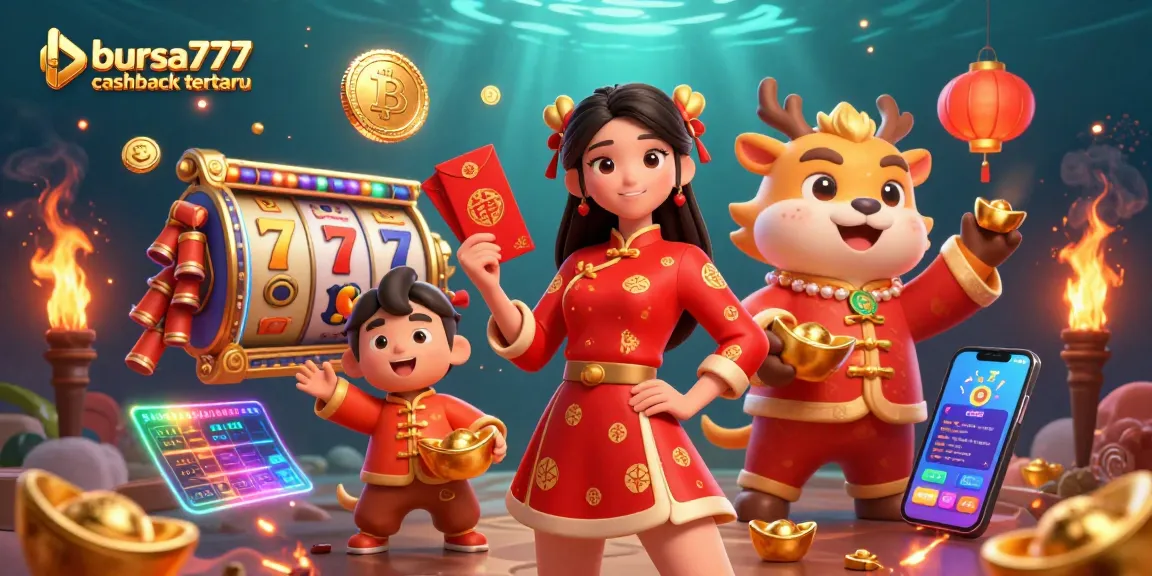 Experience bursa777 cashback terbaru with thrilling slots and exciting jackpots in vibrant 3D illustration.
