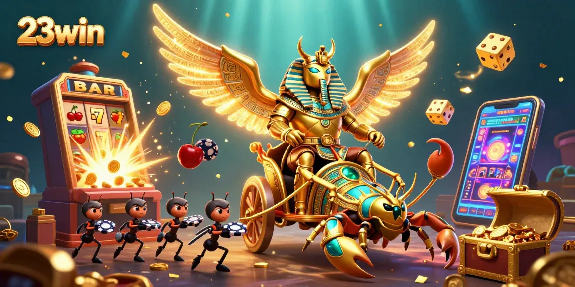 Engage with 23win's thrilling slot game experience featuring lavish casino graphics and winning symbols.