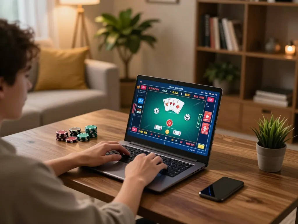 Play poker on 32win's engaging platform from a cozy home setup