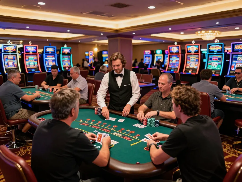 Players at Rikvip blackjack table making strategic bets in an upscale casino environment.