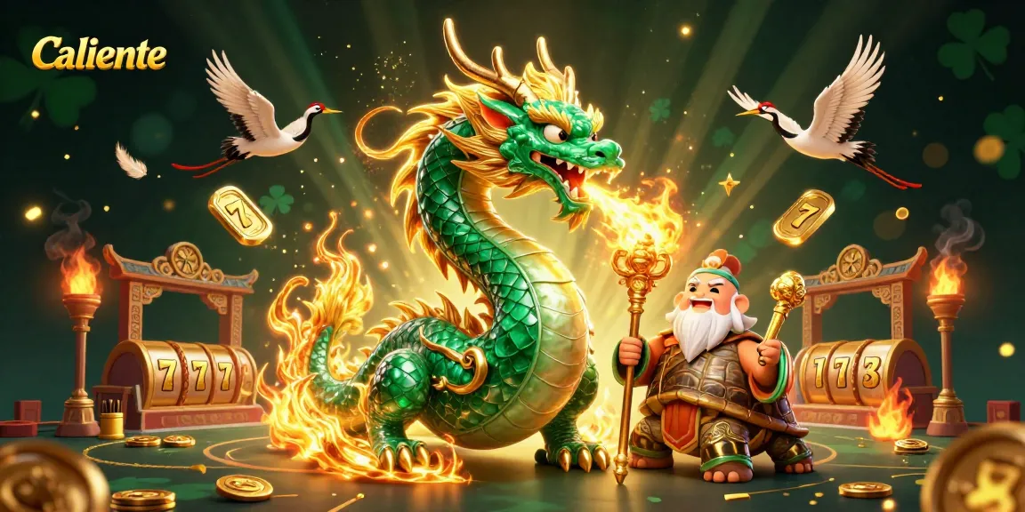 Experience the thrilling world of Caliente with a jade dragon and lucky symbols in action.