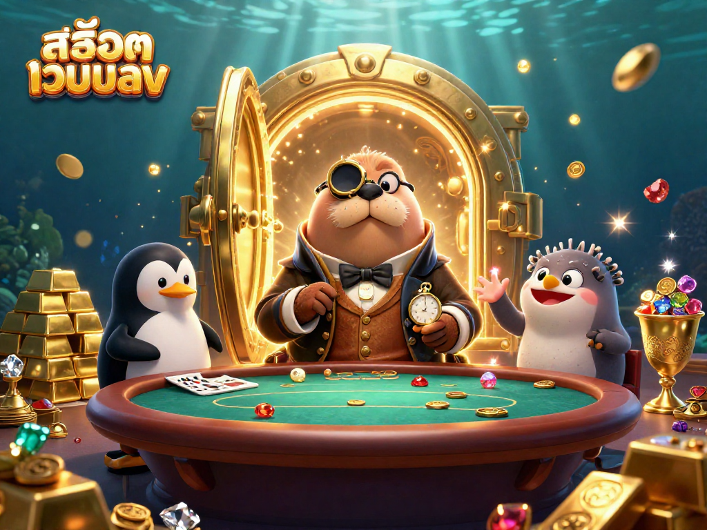 Play exciting สล็อตเว็บตรง with a jolly walrus at an underwater poker table overflowing with treasures.