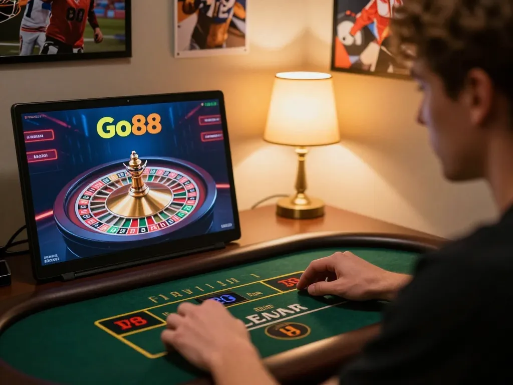 Engaging in live dealer game on Go88, showcasing interactive online gambling experience.