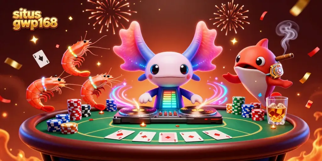 Gambarlah suasana meriah di situs gwp168 dengan DJ axolotl neon di kasino.