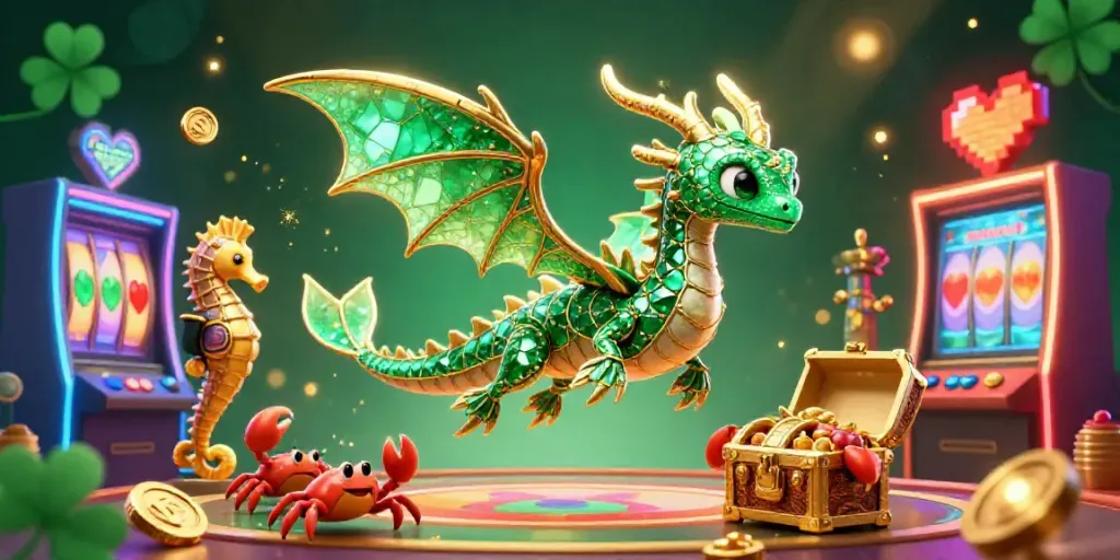 Engage with thrilling slots featuring the qq macan sea dragon illustration amidst a vibrant casino backdrop.