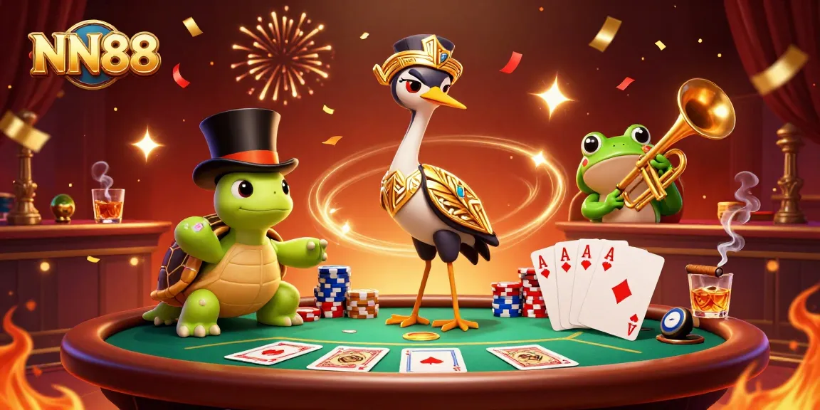 Players enjoy thrilling games at NN88's vibrant casino, featuring colorful poker setups.
