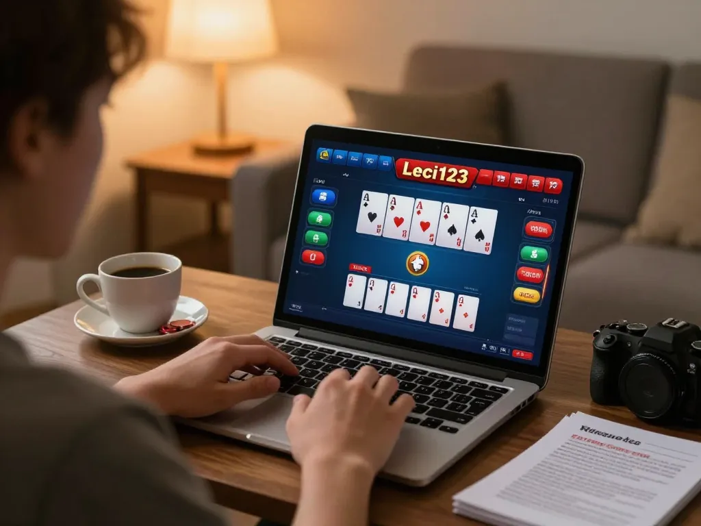 Pemain Leci123 fokus pada strategi poker online dari meja kerja di lingkungan yang nyaman.