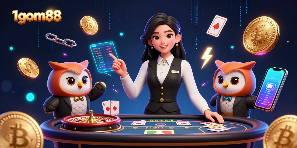 Engage with 1gom88's lively baccarat scene featuring professional dealers and crypto elements.