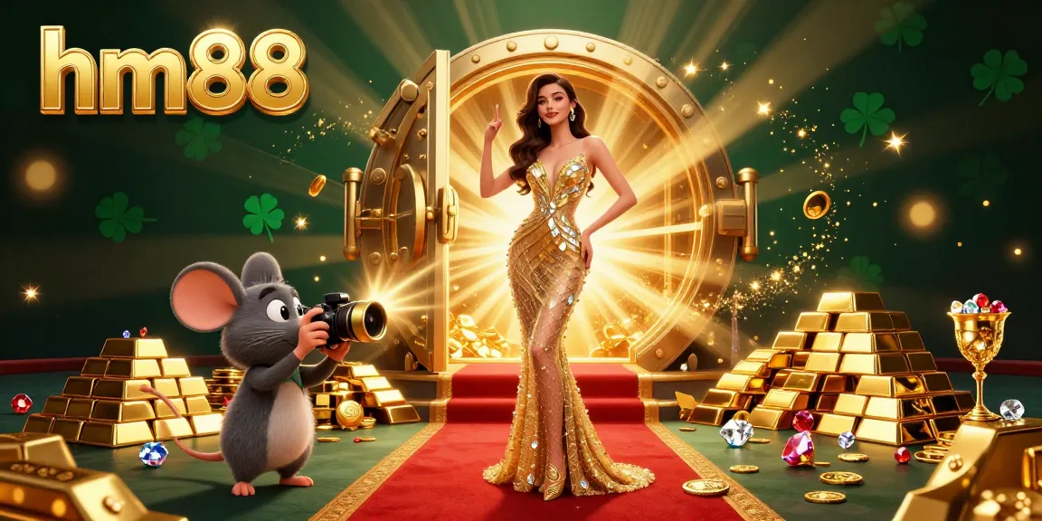 Experience the gold rush at hm88, featuring glamorous scenes filled with treasures and vibrant casino elements.