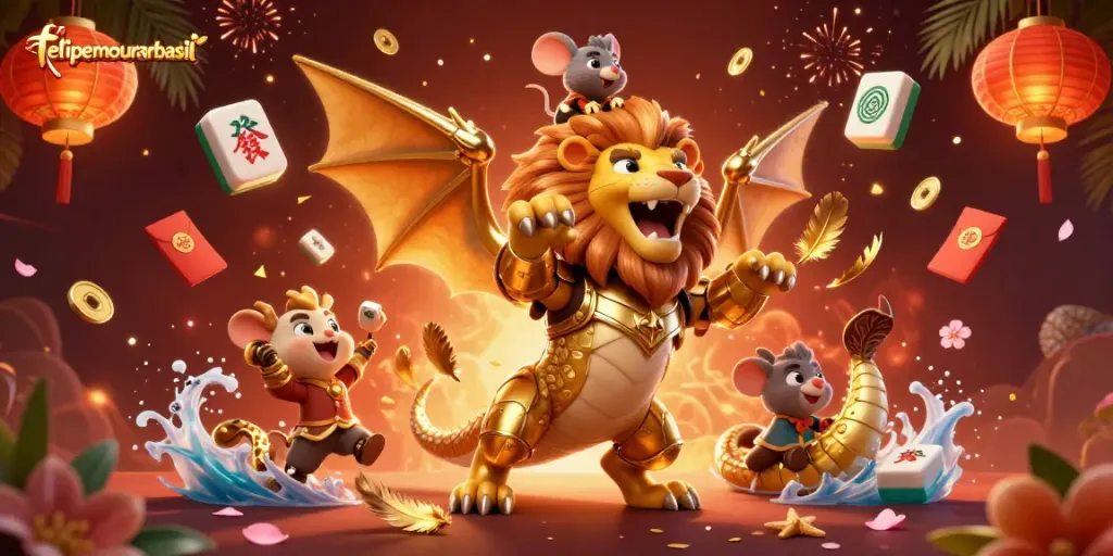 Experience thrilling luck with the felipemourabrasil chimera creature amidst vibrant casino elements.
