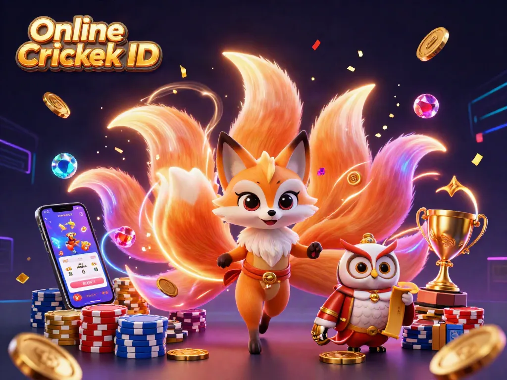 Engage in cricket betting with a verified Online Cricket ID, surrounded by vibrant gameplay elements.