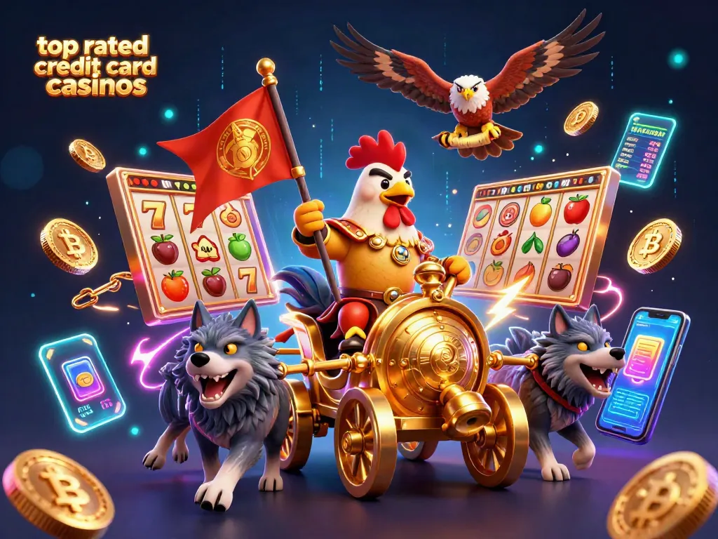 Experience top rated credit card casinos with dynamic slots, glowing coins, and vibrant characters.