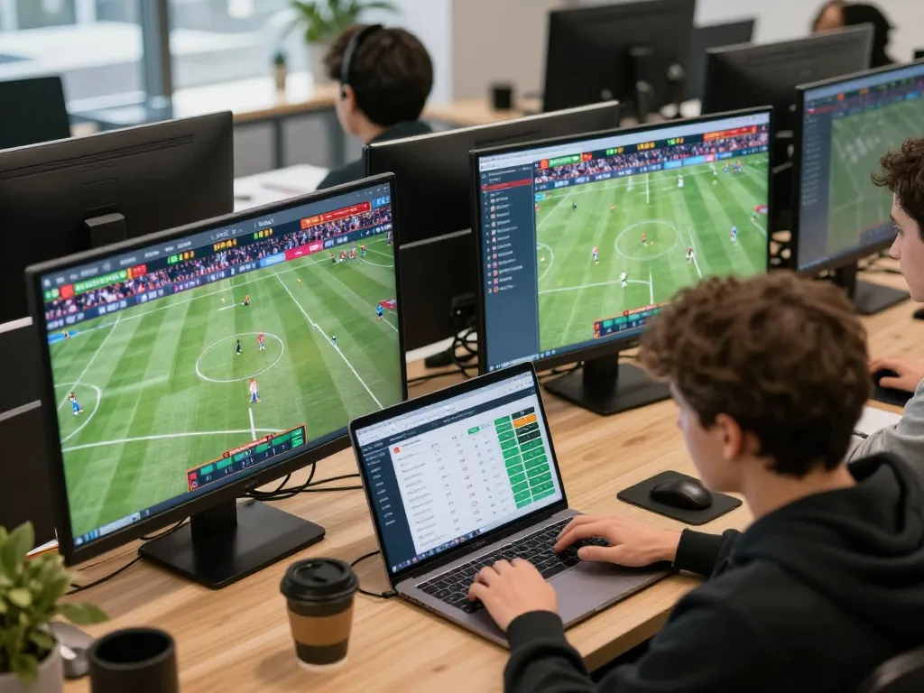 Engaging live sports betting scene showcasing god55vn user placing bets on multiple screens