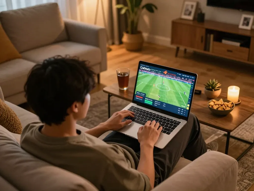 Cakhiatv provides an engaging online sports betting experience in a cozy living room setting.