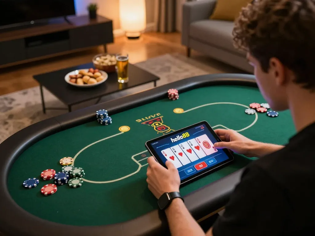 Experience winning strategies at hello88 online casino with active poker gameplay in a cozy home setting