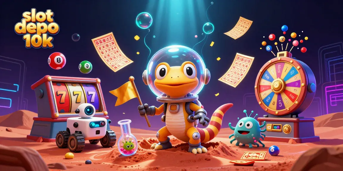 Engage in slot depo 10k gameplay surrounded by vibrant casino elements and characters.
