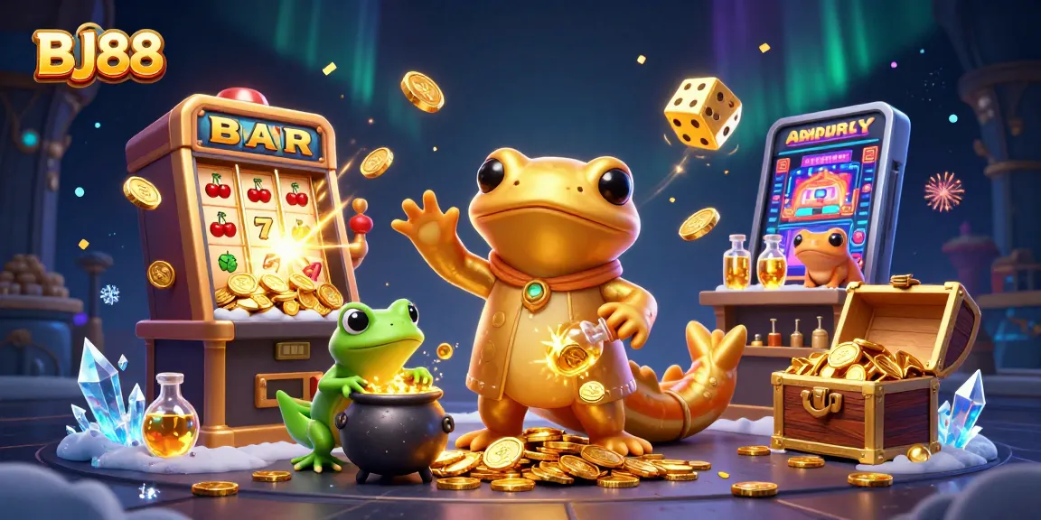 Experience thrilling action at BJ88 with vibrant golden coins and dynamic casino games.