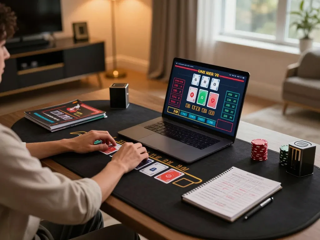 Engaging in strategic gameplay with 789F while using a laptop for online casino blackjack at home