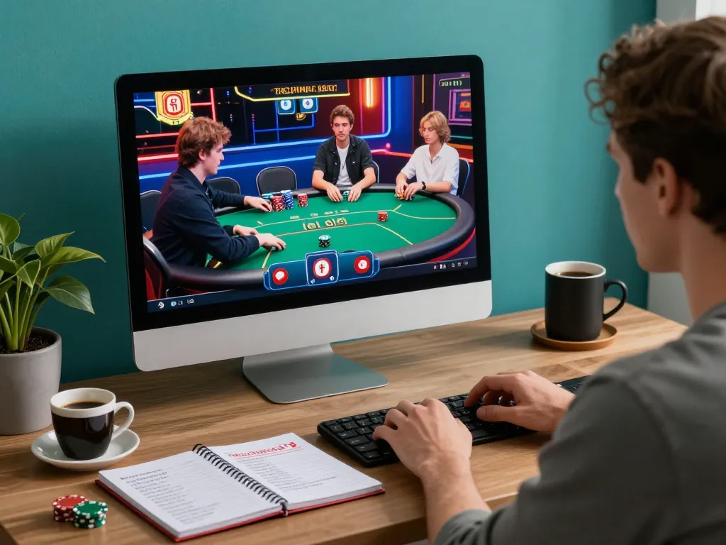 UGDEWA online gaming session featuring poker strategy visualization on desktop.