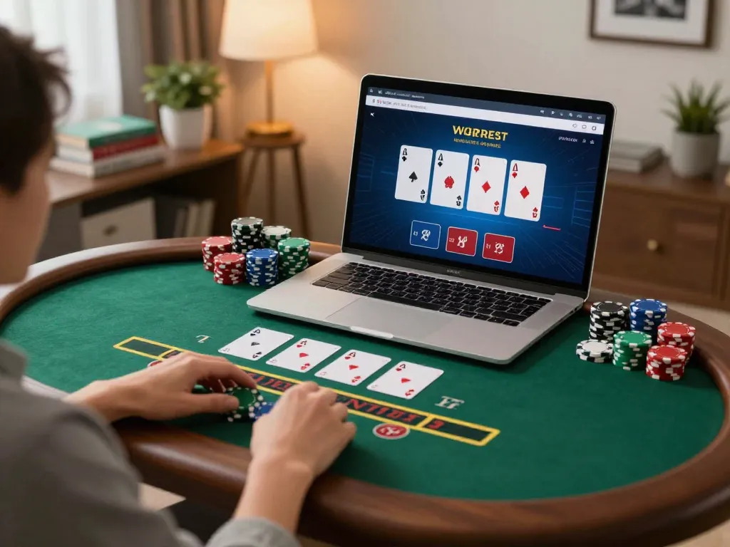 Engaging with rr88bet live dealer games on a stylish desktop setup, showcasing strategy and immersive experience.