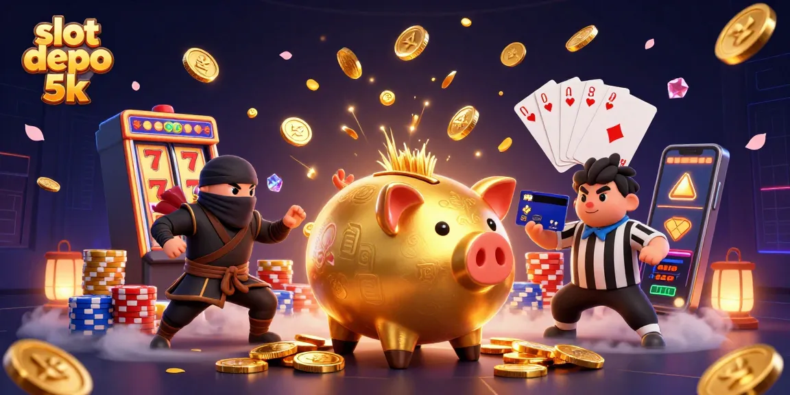 Spin to win with slot depo 5k showcasing vibrant animations of gold coins and colorful slots.