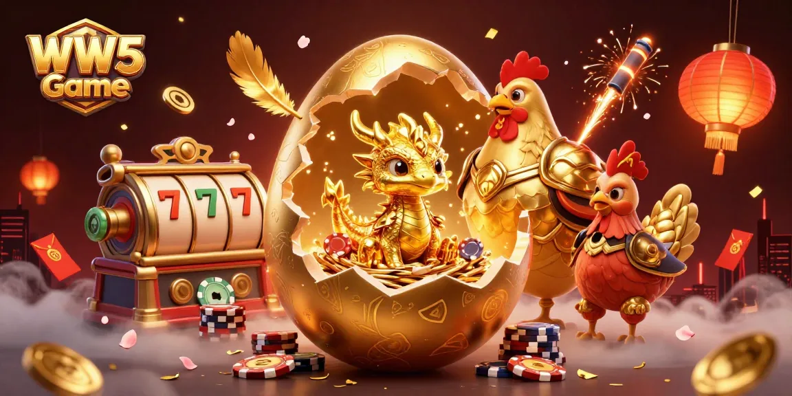 Experience the excitement of the WW5 Game with a golden dragon and vibrant casino elements.