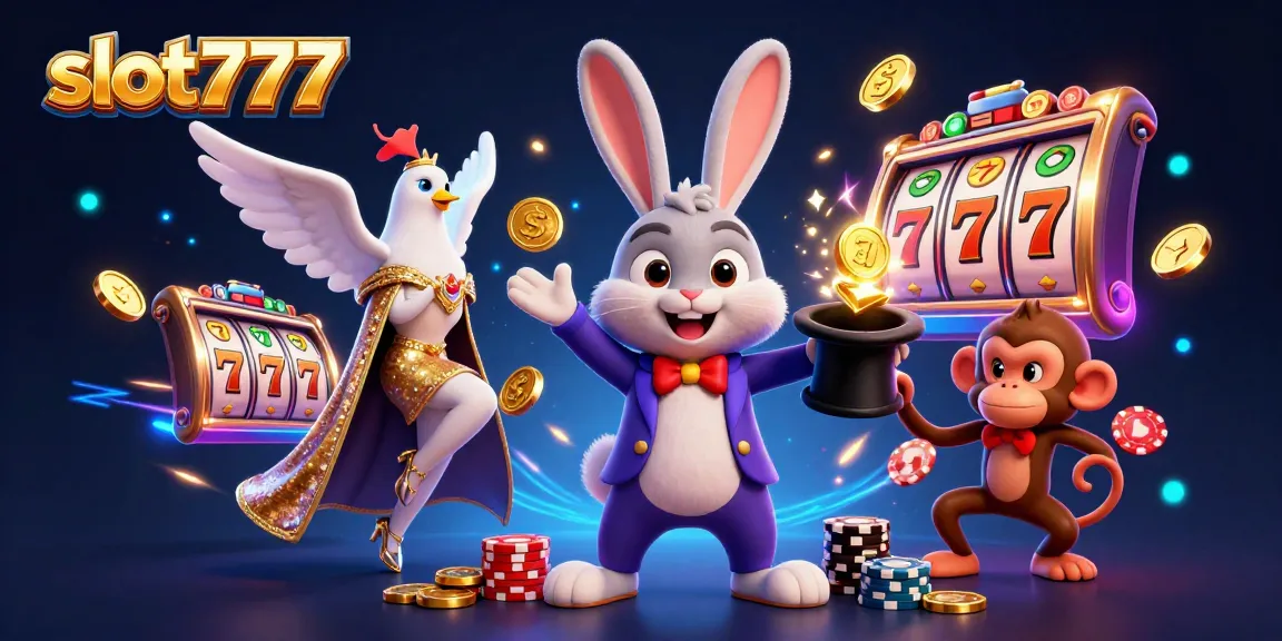 Experience thrilling action with slot777 as the magician bunny conjures coins in a vibrant casino scene.