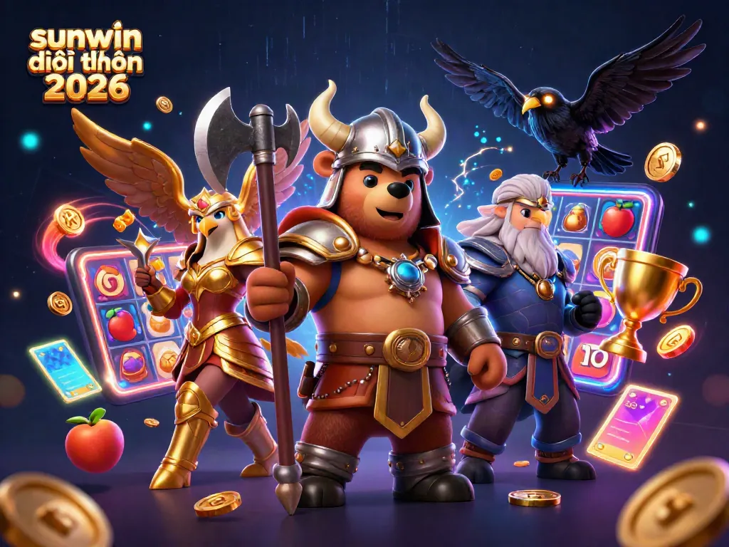Experience the excitement with sunwin đổi thưởng 2026 in a vibrant 3D casino illustration.