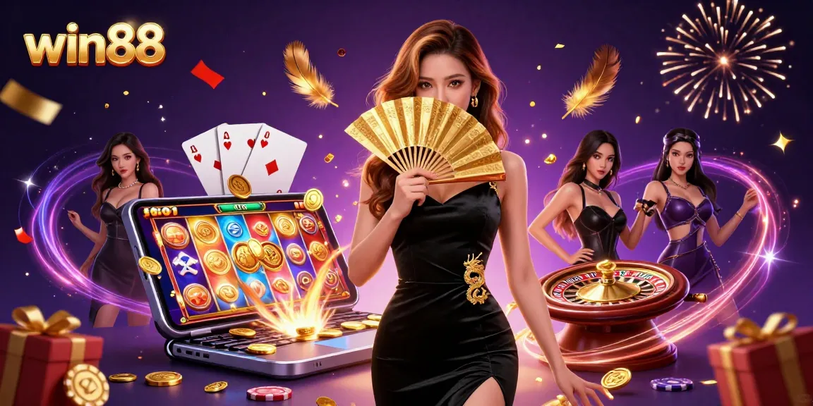 Win88 offers thrilling gameplay with stunning visuals in this vibrant casino scene.