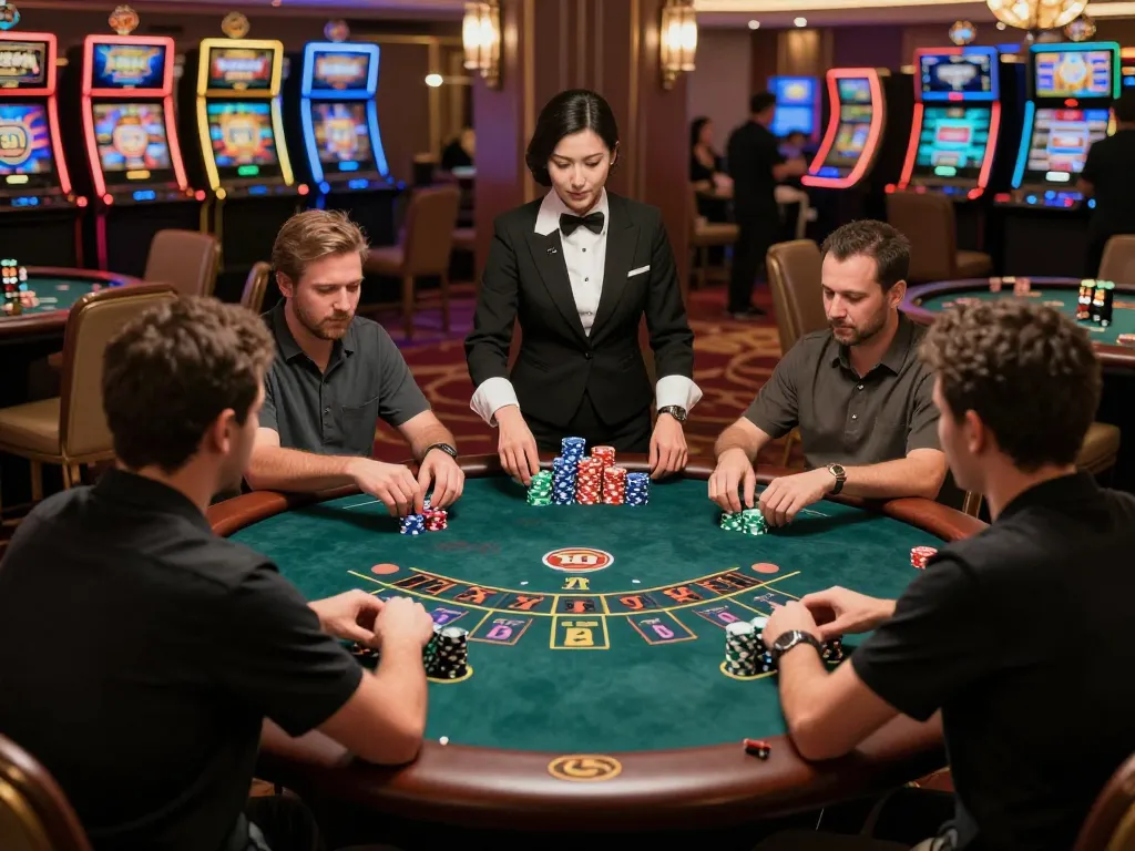 Exciting go88 tài xỉu game in a luxurious casino atmosphere, players immersed in dynamic betting.