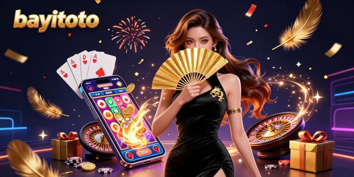 Spin winning slots with bayitoto as the elegant woman reveals treasures in a dynamic casino scene.