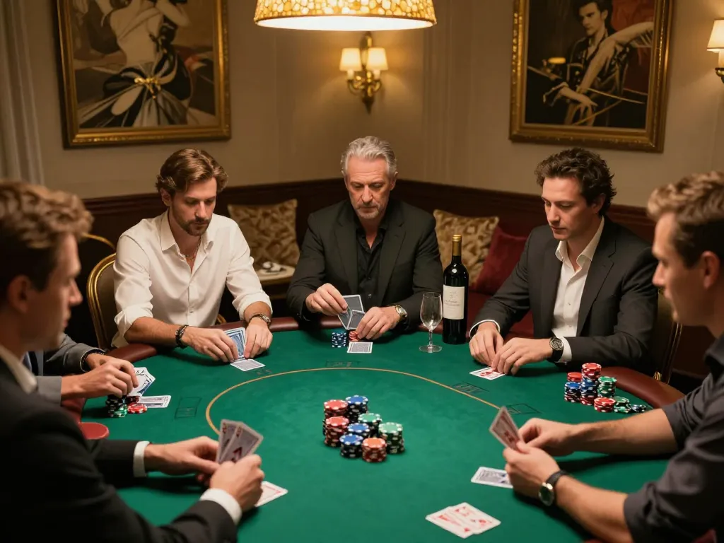 Experience the excitement of Thương Hiệu SC88 in an exclusive poker game setting with luxurious decor and engaged players.